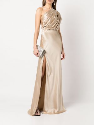 Asymetrické šaty s otevřenými zády Michelle Mason hnědé