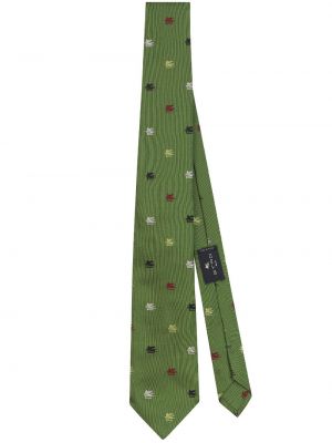 Žakárová hodvábna kravata Etro zelená