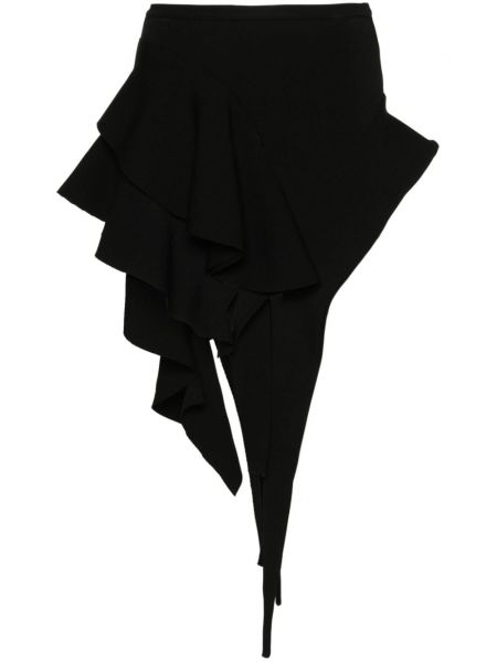 Jupe courte en tricot asymétrique Mugler noir