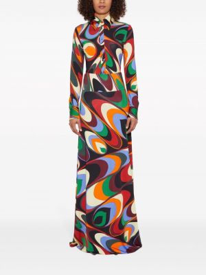 Długa spódnica z nadrukiem w abstrakcyjne wzory Pucci pomarańczowa