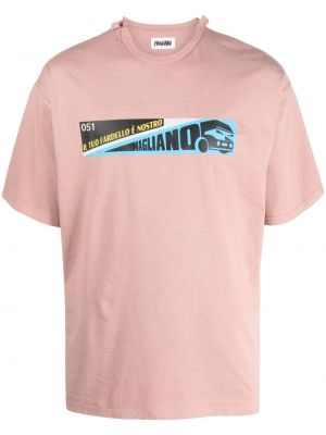 Bavlněné tričko s potiskem Magliano růžové