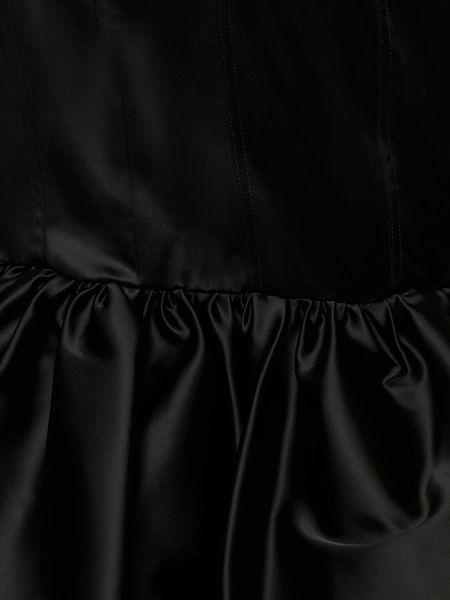 Saténová midi sukňa s volánmi Del Core čierna