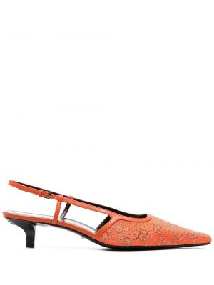Полуотворени обувки с отворена пета Gucci оранжево