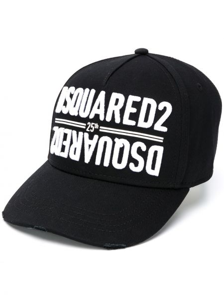 Siuvinėtas kepurė su snapeliu Dsquared2 juoda
