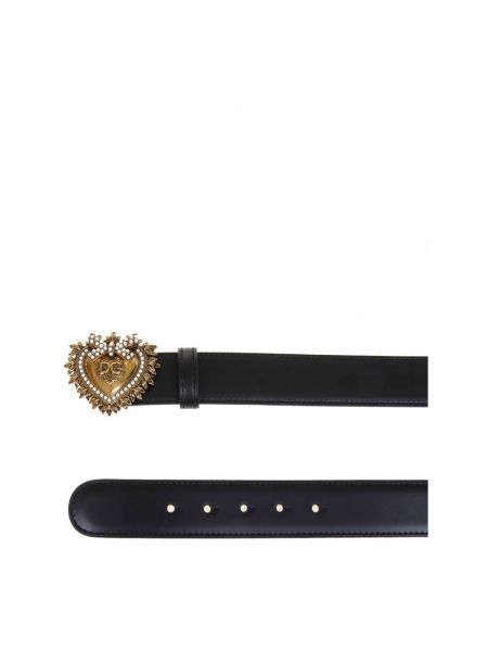 Leder herzmuster gürtel mit schnalle Dolce & Gabbana schwarz