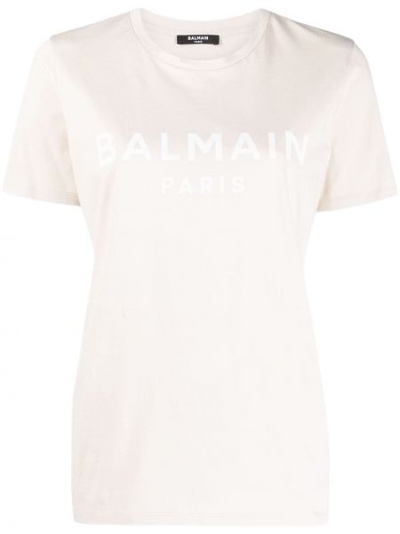 T-shirt con stampa Balmain beige