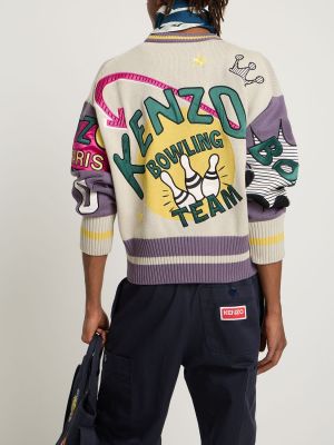 Памучен вълнен пуловер Kenzo Paris бежово