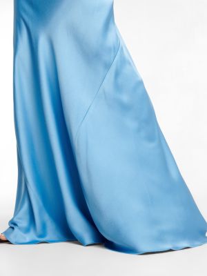 Rochie lunga din satin Victoria Beckham albastru