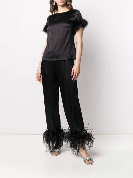 Spodnie z perełkami w piórka Gilda & Pearl czarne