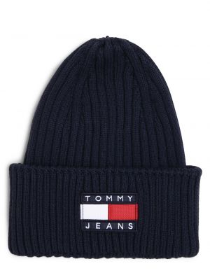 Dzianinowa czapka Tommy Jeans niebieska