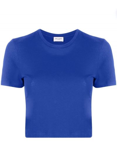T-shirt ricamato Saint Laurent blu