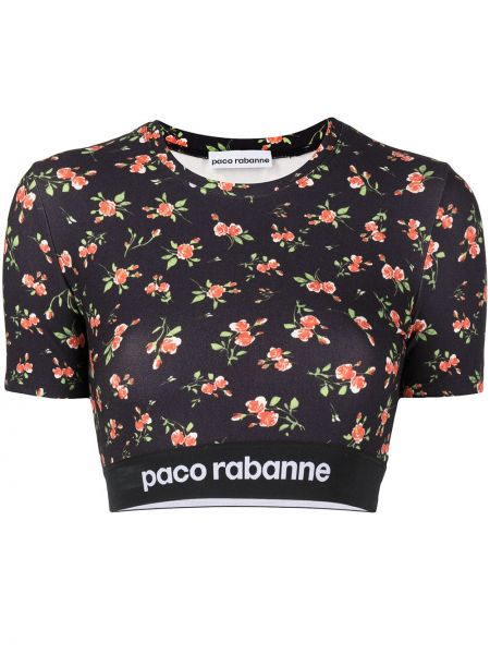 Camiseta de flores con estampado Paco Rabanne negro