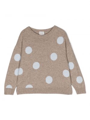 Top a pois in maglia Knot beige