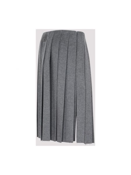 Falda midi de lana de cachemir con estampado de cachemira Miu Miu gris