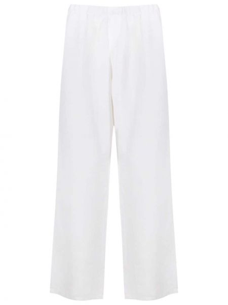 Lněné rovné kalhoty Amir Slama bílé
