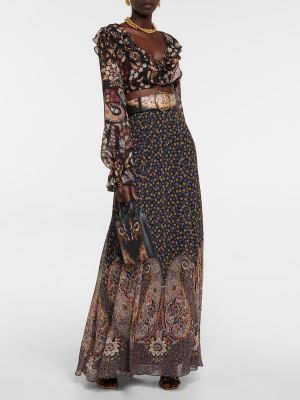Hedvábné dlouhá sukně s paisley potiskem Etro