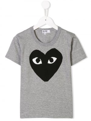 Hjerte mønster t-shirt for piger Comme Des Garcons Play Kids grå