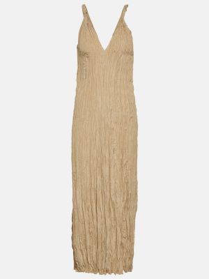 Jedwabna sukienka długa Toteme beżowa