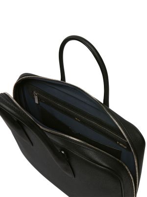 Bolsa de cuero de cuero con cremallera Valextra negro