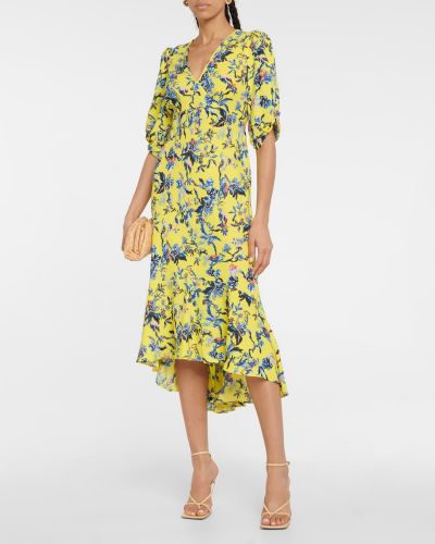 Květinové bavlněné midi šaty Diane Von Furstenberg žluté
