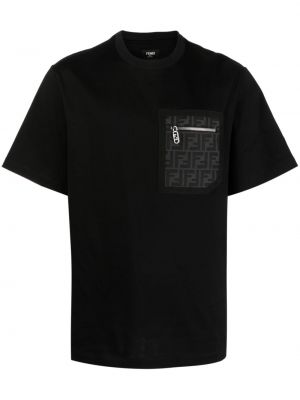 Памучна тениска Fendi черно