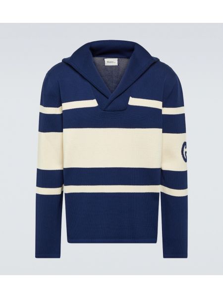 Pruhovaný bavlnený sveter Gucci modrá