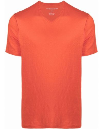 Camiseta con escote v Majestic Filatures naranja