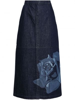 Дънкова пола на цветя с принт Kenzo синьо