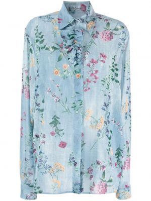 Košulja s cvjetnim printom s printom Ermanno Scervino plava