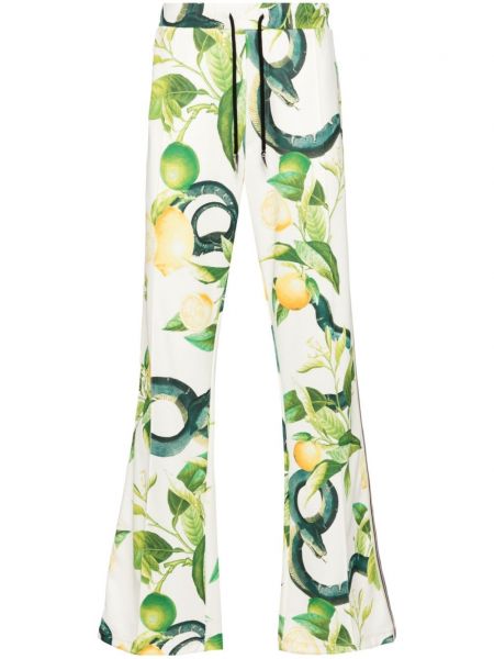 Pantalon de joggings à imprimé à motif serpent Roberto Cavalli blanc