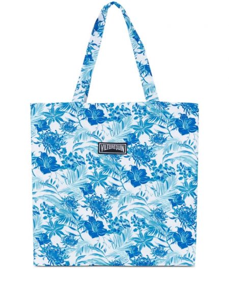 Ленени плажна чанта на цветя с принт Vilebrequin