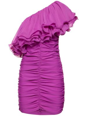 Sukienka mini szyfonowa asymetryczna Rotate fioletowa