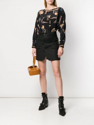 Blusa de flores plisada Versace Pre-owned negro