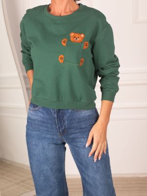 Džemperis ilgomis rankovėmis apvaliu kaklu oversize Armonika žalia