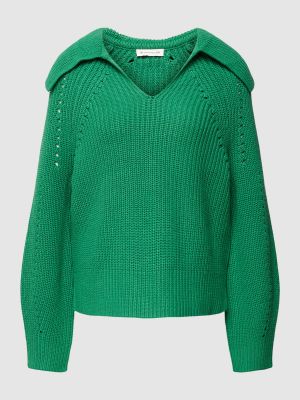 Dzianinowy sweter z dekoltem w serek Tom Tailor zielony