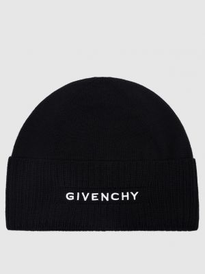 Черная шерстяная шапка с вышивкой Givenchy