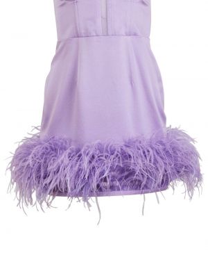 Jedwabna sukienka koktajlowa w piórka Fleur Du Mal fioletowa