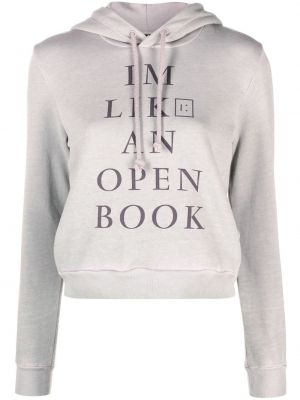 Pamučna hoodie s kapuljačom s printom Acne Studios siva