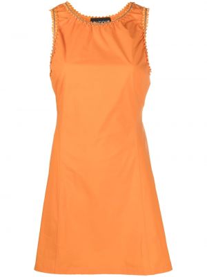 Kokvilnas mini kleita bez piedurknēm Boutique Moschino oranžs