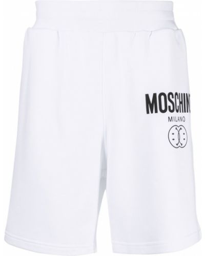 Trykt bomull shorts Moschino hvit