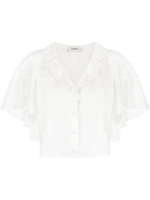 Brodert krage bluse Sandro hvit