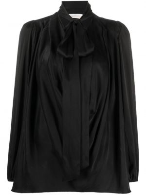 Копринена блуза с панделка Zimmermann черно