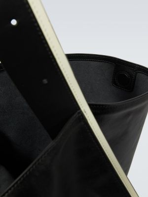 Usnjena nakupovalna torba Jil Sander črna