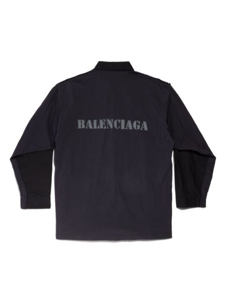 T-shirt en coton à imprimé Balenciaga noir