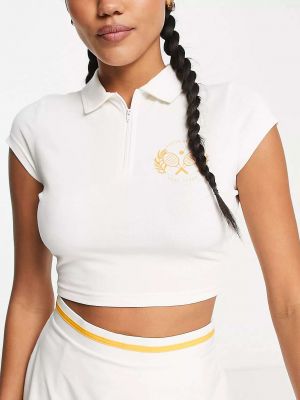 Укороченная теннисная футболка-поло South Beach и цвета белого