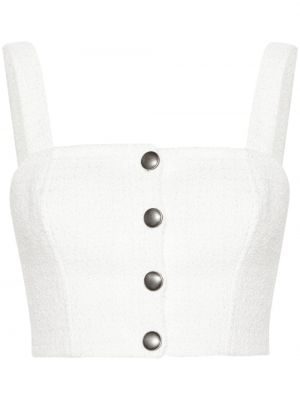 Crop top w kratkę tweedowy Alessandra Rich biały
