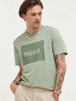 Тениска с дълъг ръкав с принт Hugo зелено