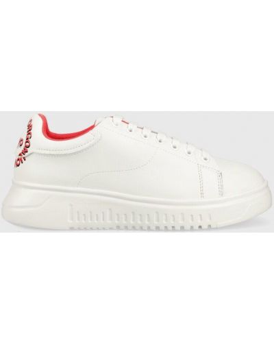 Sneakersy skórzane Emporio Armani białe