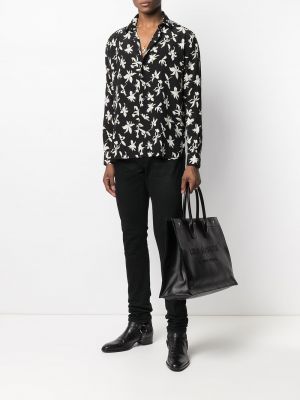 Camisa de flores Saint Laurent negro