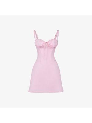 Хлопковое платье мини с квадратным вырезом House Of Cb розовое